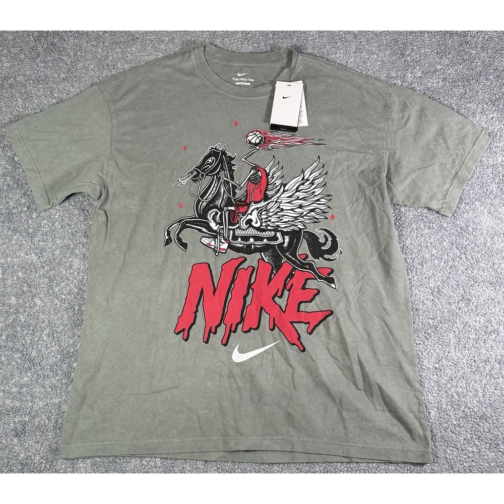 Nike x Max90 Skeleton Rider Men's Loose Fit Gray T-Shirt Size Large HF6199-029